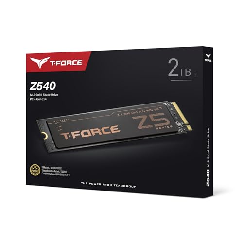 TEAMGROUP T-Force Z540 2TB DRAM SLC Cache 3D TLC NAND NVMe Phison E26 PCIe Gen5x4 M.2 2280 Gaming SSD with Ultra-Thin Graphene Heat Spreader Read/Write 12400/11800 MB/s TM8FF1002T0C129