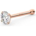 EternalDia IGI Certified 14K Gold Diamond Nose Studs for Women Men | 20 Gauge Ball Diamond Nose Rings | 1.5mm to 3 mm Nose Piercing Studs | Body Piercing Jewelry in I-J Color, I2-I3 Clarity