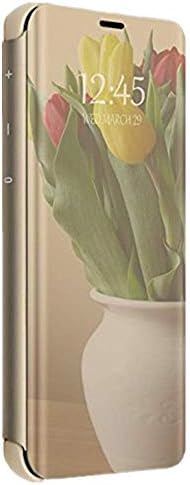 Smart Case for Oppo F5, Mirror Screen Translucent Flip Slim Hard Stand Kickstand Cover for Oppo F7/Oppo F9 (Yellow, Oppo F9)