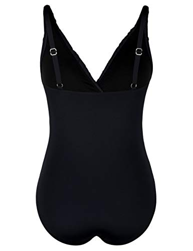 image for Hilor Women's One Piece Swimsuits Pin Tucked Surplice Swimwear Tummy C