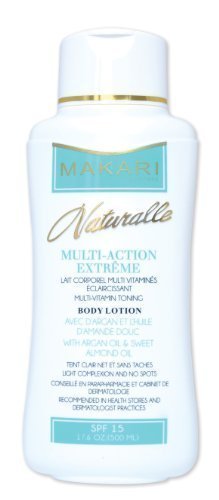 Makari Naturalle Multi-Action Extreme Lightening Multi-vitamin Toning Body Lotion Enriched with Argan and Sweet Almond Oil, SPF 15, 17.6 Fl Oz.