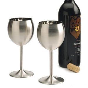 RSVP Endurance Stainless Steel Wine Glass, Set of 2