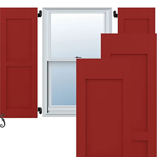 15"W x 73"H Americraft Two Equal Flat Panel Exterior Real Wood Shutters (Per Pa…