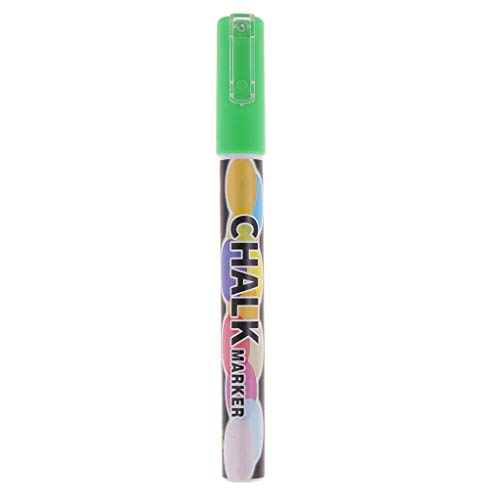 Fityle Highlighter Liquid Chalk Marker Pen 3mm Reversible Round & Chisel Tip for School Art Painting LED Writing Board Neon Effect Writing Pens - 4 Colors - Green