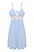 Ekouaer Womens Sleepwear Dress Lace Trimmed Chemise Sleepshirts,Viscose-light Blue,Large