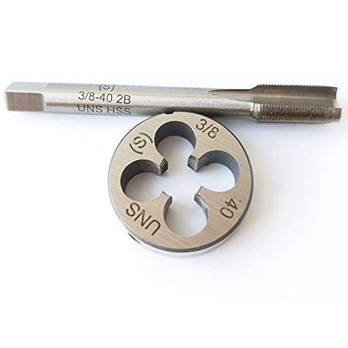 HUAZHICHUN 1PC 3/8-40 Tap + 1PC 3/8-40 Die, HSS Tap and Die Set Right Hand Tap