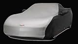 Designer Mat Black/Silver Two Tone C6 Embroidered Logo Car Cover for 2005-2013 Corvette Models