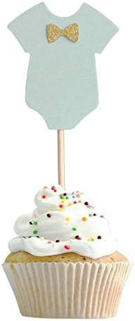 Dusenly 24 x Golden Glitter Bowknot Gender Reveal Cupcake Toppers Boy or Girl Baby Shower Party Mark Cake Topper Decoration Supplies (Ready to use) - Image 5
