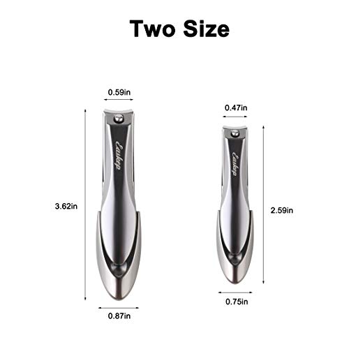 Easkep Nail Clippers, 2 pcs Sharp and Durable Nail Clipper Set Anti-splash Fingernail Toenail Nail Cutter Stainless Steel Sturdy Trimmer Set for Men and Women