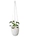 Mkono Macrame Plant Hanger Crochet Hanging Planter Indoor Outdoor Basket with Wooden Beads, 34 Inch
