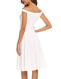 Se Miu mujeres Off hombro sólido swing vestido de fiesta de noche