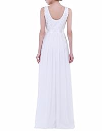 FEESHOW - Vestido largo de gasa con encaje floral para mujer