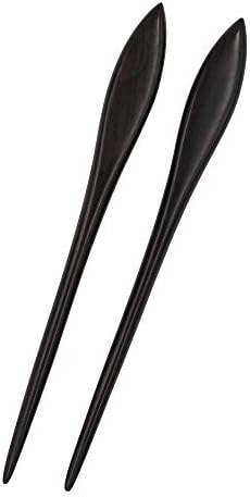 Real SicNatural Sandalwood Hair Sticks for Women - Set of 2 - Sustainable Retro Boho Fashion Chopsticks/Wood Hair Pins for Long Hair (Paddle)