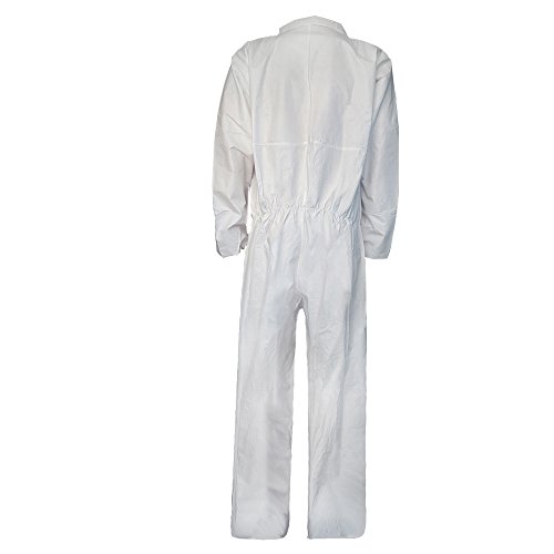 Raygard 5 Pack Microporous Disposable Coveralls Paint Suit for Men Chemical Protection Breathable Jumpsuits with Elastic Cuffs, Ankles and Waist(Large)