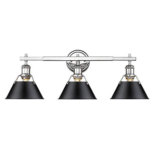 Golden Lighting 3306-BA3 CH-BLK Orwell Bath Fixture, Chrome