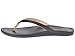 OLUKAI Ho'opio Leather Women's Beach Sandals, Full-Grain Leather Flip-Flop Slides, Modern Low Profile Design & Comfortable Fit, Onyx/Black, 8