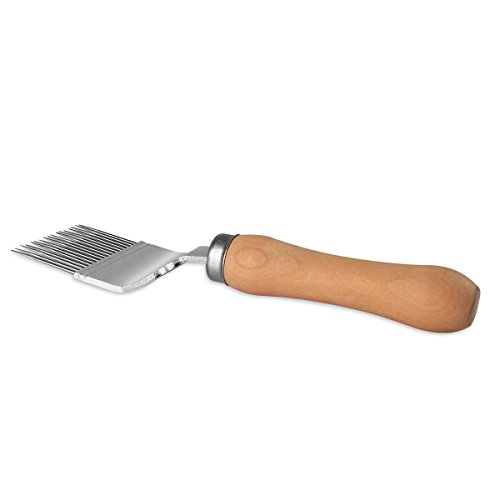 UMLIFE Uncapping Fork, Honey Bee Stainless Steel Tine Uncapping Scraper with Wooden Handle for Beekeeping Extracting Hive Hand Tool