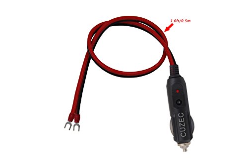 CUZEC Heavy-Duty 15A Male Plug Cigarette Lighter Adapter Power Supply Cord with 1.6ft / 0.5m 16 AWG Cable Wire For Car inverter Air pump electric cup and DIY (CU10220B)