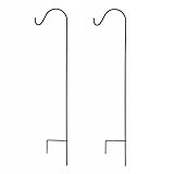 Ashman Black Shepherd Hook 65 Inch (2 Pack), 12MM Thick, Super Strong, Rust Resistant Steel Hook Ideal for Use at Weddings, Hanging Plant Baskets, Solar Lights, Lanterns, Bird Feeders & More