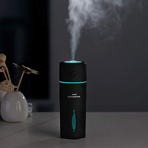 USB Humidifier 1.5W 150ml Car Air Purifier with Warm Night Light for Home Bedroom Baby Room Office, TLT Retail (Black)