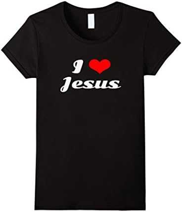 Womens I love Jesus shirt I heart Jesus shirt for Christian Medium Black