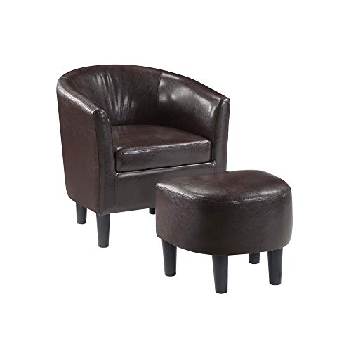 Convenience Concepts Take a Seat Churchill Accent Chair with Ottoman, Espresso…