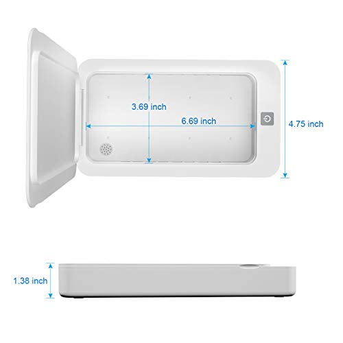 Portable UV Cell Phone Sanitizer with USB Charger - Multi-Use UV Light Disinfection for Smartphone iPhone 6 6s 7s Plus Toothbrush Watches Jewelry - Aromatherapy Hub UV Sterilizer Cleaner Case (White)