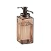 mDesign Decorative Square Glass Refillable Liquid Soap Dispenser Pump Bottle for Bathroom Vanity Countertop, Kitchen Sink - Holds Hand/Dish Soap, Hand Sanitizer, Essential Oils - 2 Pack - Sand/Bronze