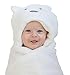 LURDDESLURDDES Cute Baby Newborn Boys Girls Hooded Blankets Unisex Bear Hoodie White Swaddle Plush Blanket