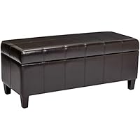 First Hill Damara Lift-Top Storage Ottoman Bench with Faux-Leather Upholstery, Mocha Brown