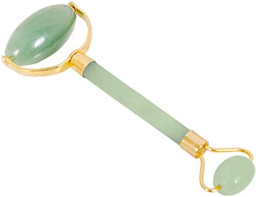 Nature Cares Jade Facial Roller with Bonus Ebook- Rejuvenates Skin and Treats Wrinkles - 100% Natural Jade - Anti Aging Neck Healing Slimming Massager Skin Tool