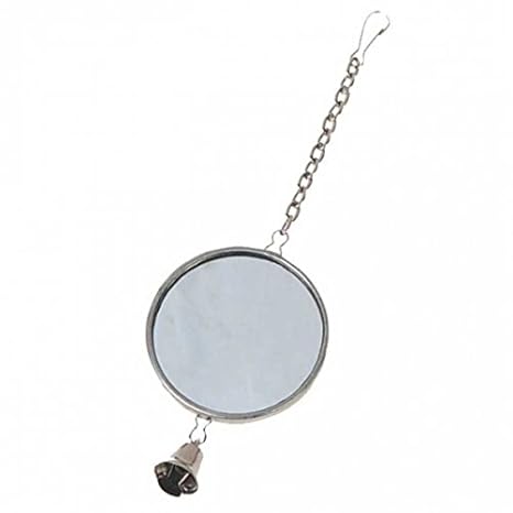 Vogel Spiegel Espello Ø 5cm silber mit Glöckchen