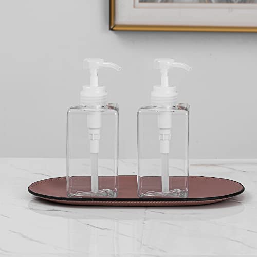 JiatuA Pump Bottle, Refillable Plastic Empty Lotion Soap Dispenser Liquid Container for Bathroom Shampoo and Body Wash, 15oz/450ml Clear 2 Pack
