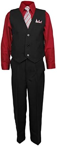 Vangogh Boys 4 Piece Vest Set with Matching Tie Size 06 Red and Black