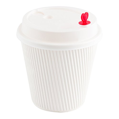 500-CT Disposable White Lid With Red Heart Stopper Plug for Coffee and Tea Cups – Fits 8-OZ, 12-OZ and 16-OZ Cups: Perfect for Coffee Shops and Restaurant Takeout – Recyclable – Restaurantware