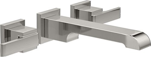 Delta Faucet T3567LF-BLWL Ara Two Handle Wall Mount Lavatory Faucet Trim, Matte Black,