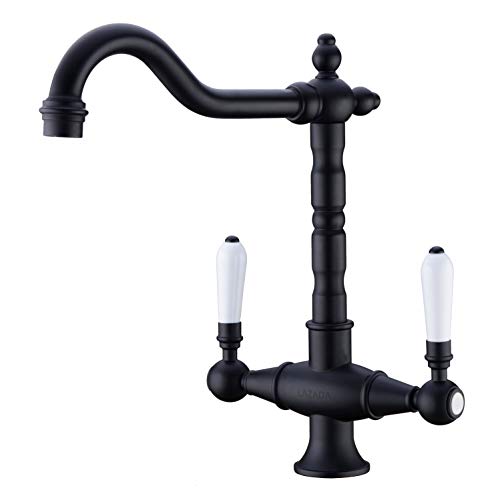 Buy LAZADA Classic Matt Black Kitchen Sink Taps, Double Handle Solid