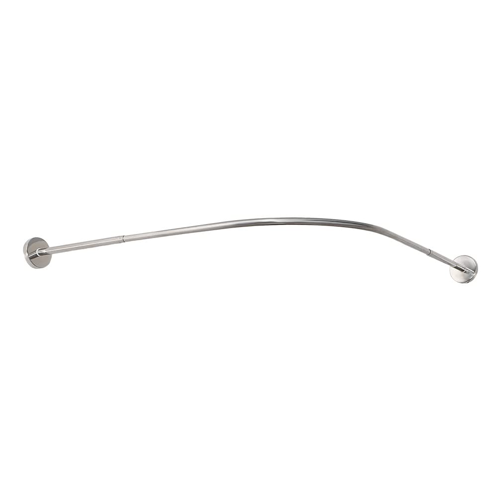 Hershii Adjustable Curved Shower Curtain Rod Wall Mounted Bathroom Corner Curtain Hanger Pole Arched Bath Metal Shower Rail Bar (27.56-37.4) x (27.56-37.4) Inch, Drilling to Install