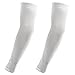 COOLOMG (1 Pair) Solid Color Pro-Fit Sun Protection Cooling Compression Arm Sleeves, Youth & Adult Sizes White XL
