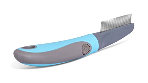 Internet's Best Fine Toothed Pet Comb | Dog Comb for Short and Medium Hair Breeds | Stainless Steel Teeth | Blue & Grey | Small - Thumbnail 6