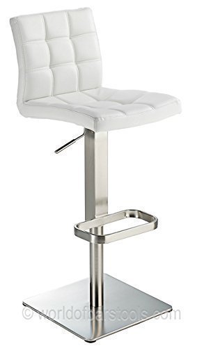 Costantino Jakarta Brushed Steel Bar Stool White Amazon Co Uk
