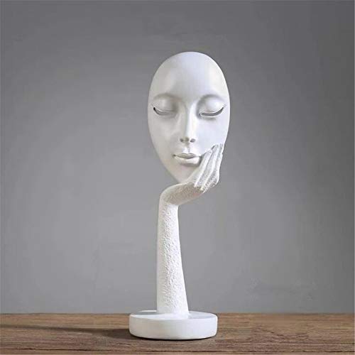 Nrpfell Modern Human Meditators Abstract Lady Face Character Resin Statues Sculpture Art Crafts Figurine Home Decorative Display Blue