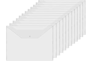 Acrux7 48 PCS Clear Plastic Envelopes, Poly Envelope with Snap Closure Waterproof File Folder for School Home Office, A4 Size