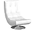Wholesale Interiors Baxton Studio Elsa Faux Leather Upholstered Swivel Chair with Metal Base, Large, White