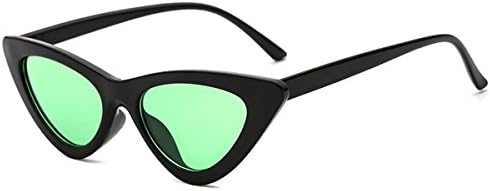 GUVIVI new triangular cat eye sunglasses female personality candy color ocean sunglasses (black/green)