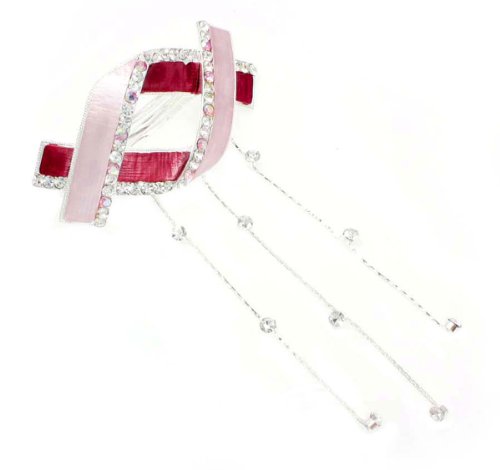 Women One Size Rose Twisted Ribbon Hair Barrette with Dangles