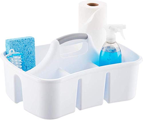 Extra Large (5 Gallon) Divided/Compartment Cleaning Utility Caddy Tote with Handle for Cleaning Supplies, Spray Bottles, Container - 17 3/4" L x 13 1/4" W x 8