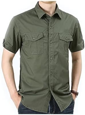 Lizhuanlich T Shirts for Men, Summer Men's Military Casual Shirts Male  Cotton Khaki Loose Short Sleeve Shirt Army Green Black Blue Tops (Color : Army  green, Size : XL) price in Saudi