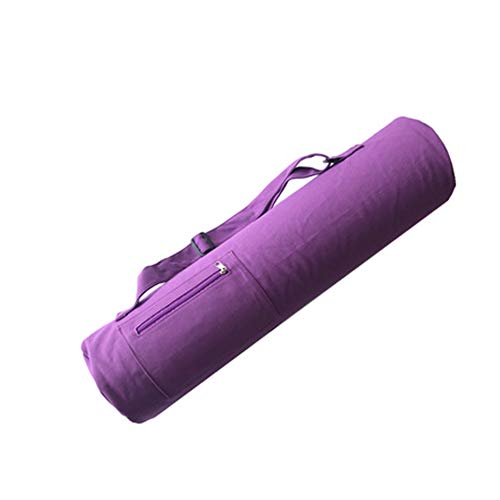 Frjjthchy Large-Capacity Yoga Bag Yoga Canvas Adjustable Yoga Mat Duffle Bag for Home Training Room (Purple) - Thumbnail 6