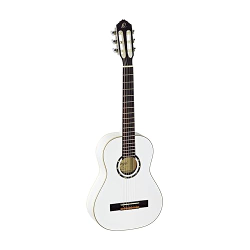 Ortega Guitars Guitare Classique 1/2 – Family Series – Housse Incluse – Épicéa / Acajou, Blanc (R121-1/2Wh)
